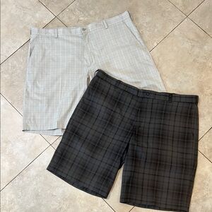 NIKE Size 42 (2 Pair Included) Plaid Shorts Set - Black and Tan